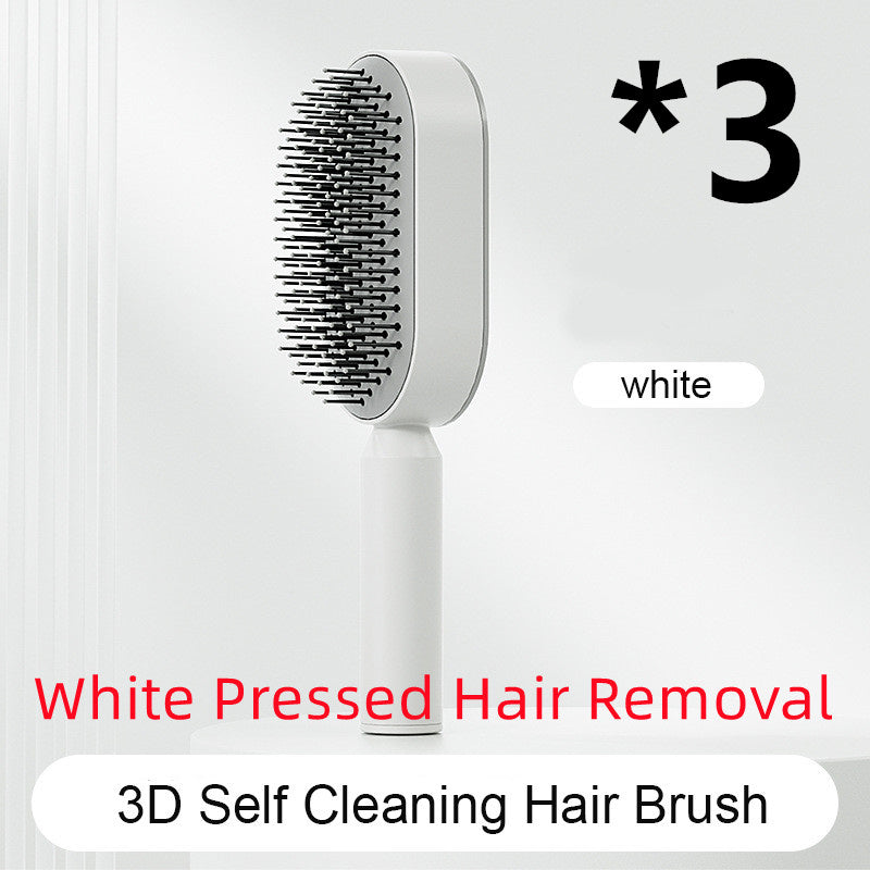 Self Cleaning Hair Brush For Women One-key Cleaning Hair Loss Airbag Massage Scalp Comb Anti-Static Hairbrush - XMART