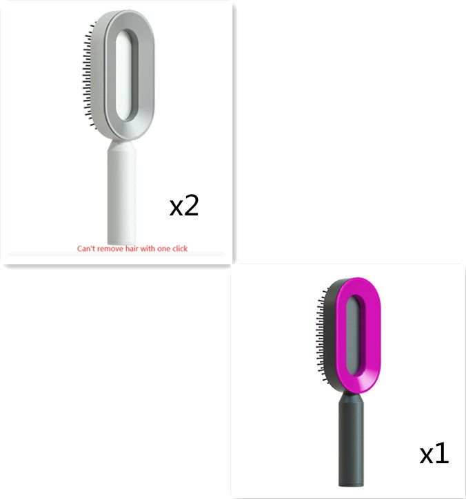 Self Cleaning Hair Brush For Women One-key Cleaning Hair Loss Airbag Massage Scalp Comb Anti-Static Hairbrush - XMART