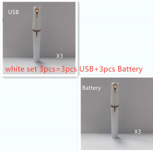 Mini Electric Eyebrow Trimmer Lipstick Brows Pen Hair Remover Painless Razor Epilator with LED Light - XMART