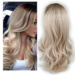 uropean and American fashion white female partial points in the wig bangs dyed long curly hair - XMART