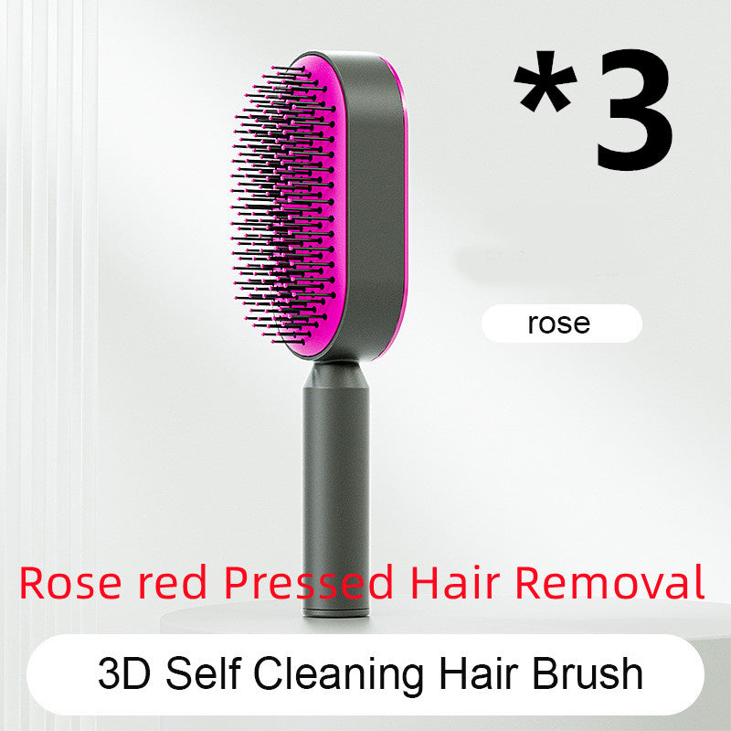 Self Cleaning Hair Brush For Women One-key Cleaning Hair Loss Airbag Massage Scalp Comb Anti-Static Hairbrush - XMART