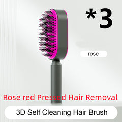 Self Cleaning Hair Brush For Women One-key Cleaning Hair Loss Airbag Massage Scalp Comb Anti-Static Hairbrush - XMART