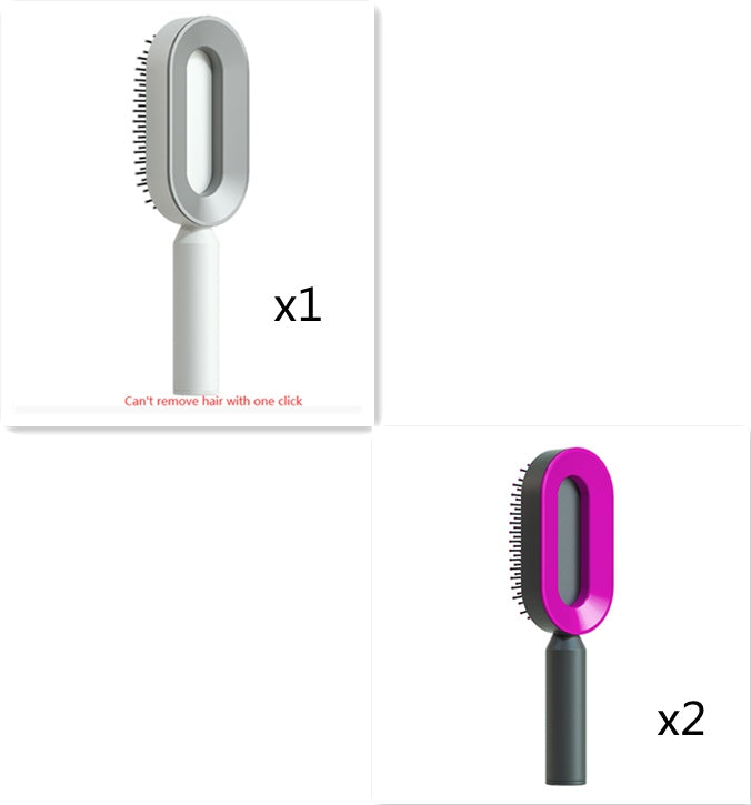 Self Cleaning Hair Brush For Women One-key Cleaning Hair Loss Airbag Massage Scalp Comb Anti-Static Hairbrush - XMART