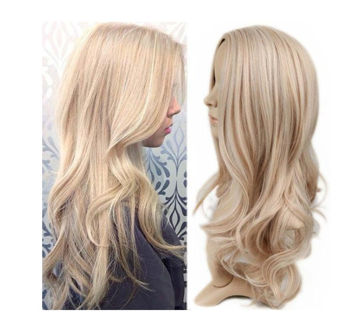 uropean and American fashion white female partial points in the wig bangs dyed long curly hair - XMART