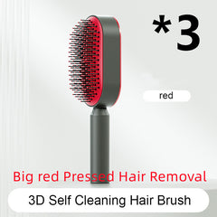 Self Cleaning Hair Brush For Women One-key Cleaning Hair Loss Airbag Massage Scalp Comb Anti-Static Hairbrush - XMART
