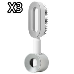 Self Cleaning Hair Brush For Women One-key Cleaning Hair Loss Airbag Massage Scalp Comb Anti-Static Hairbrush - XMART