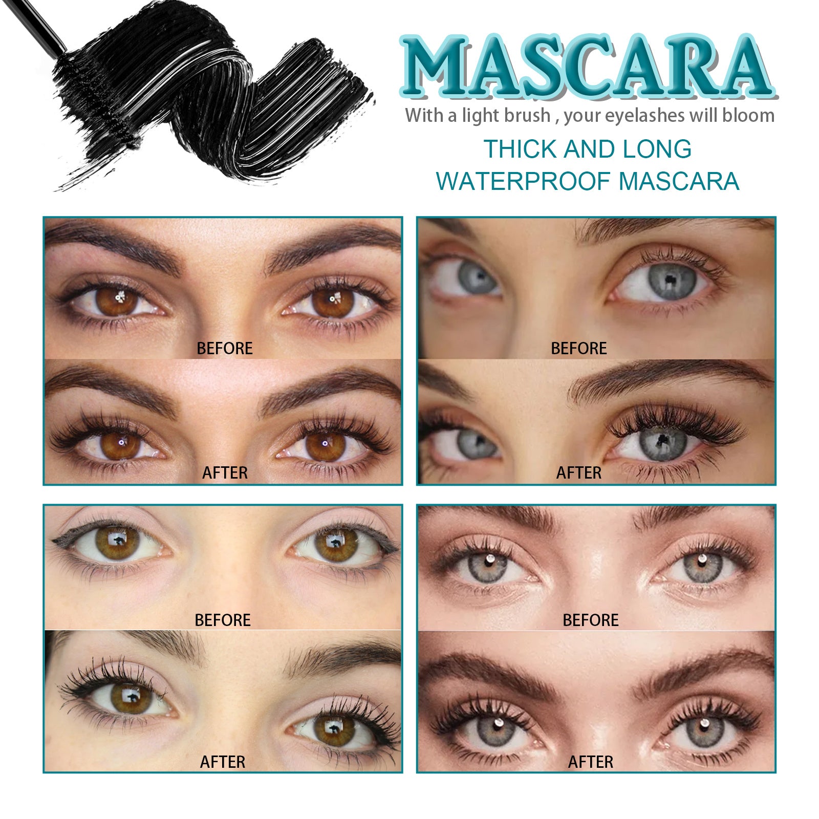 Mascara Liquid Lash Extensions, Liquid Lash Extensions Mascara,Premium Waterproof Smudge-proof Natural No Clumping Smudging Lasting All Day - XMART