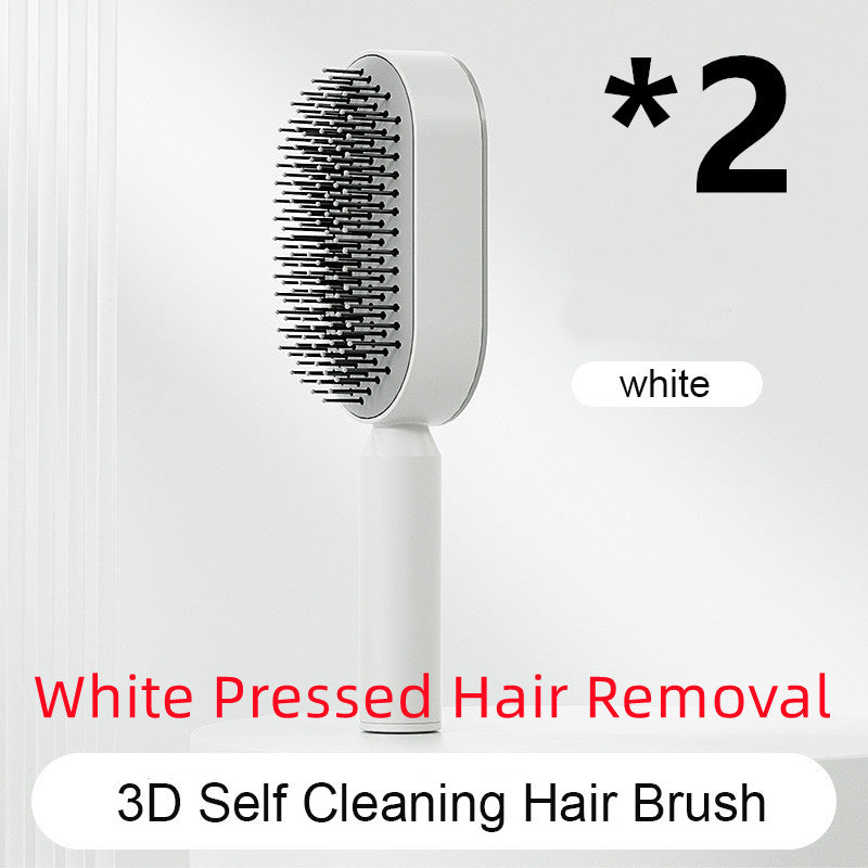 Self Cleaning Hair Brush For Women One-key Cleaning Hair Loss Airbag Massage Scalp Comb Anti-Static Hairbrush - XMART