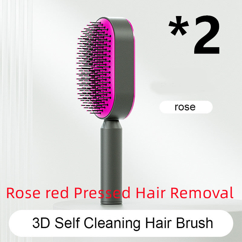 Self Cleaning Hair Brush For Women One-key Cleaning Hair Loss Airbag Massage Scalp Comb Anti-Static Hairbrush - XMART