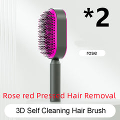 Self Cleaning Hair Brush For Women One-key Cleaning Hair Loss Airbag Massage Scalp Comb Anti-Static Hairbrush - XMART