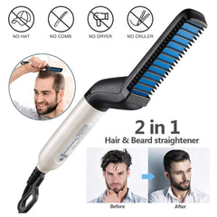 Electric Hair Straightener Brush,Men Quick Beard Straightener Styler Comb,Hair Straightening,Curly Hair Straightening Comb,Side Hair Detangling,Multifunctional Hair Curling Curler - XMART