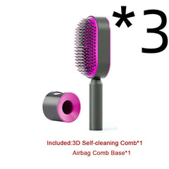 Self Cleaning Hair Brush For Women One-key Cleaning Hair Loss Airbag Massage Scalp Comb Anti-Static Hairbrush - XMART