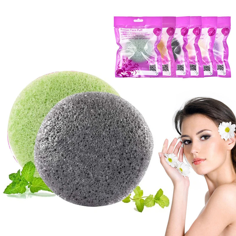 Natural Round Shap Konjac Sponge Face Cleaning Sponge - XMART