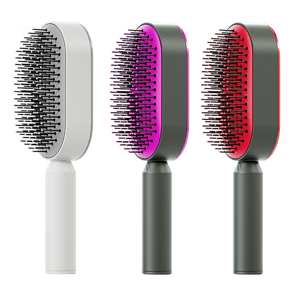 Self Cleaning Hair Brush For Women One-key Cleaning Hair Loss Airbag Massage Scalp Comb Anti-Static Hairbrush - XMART