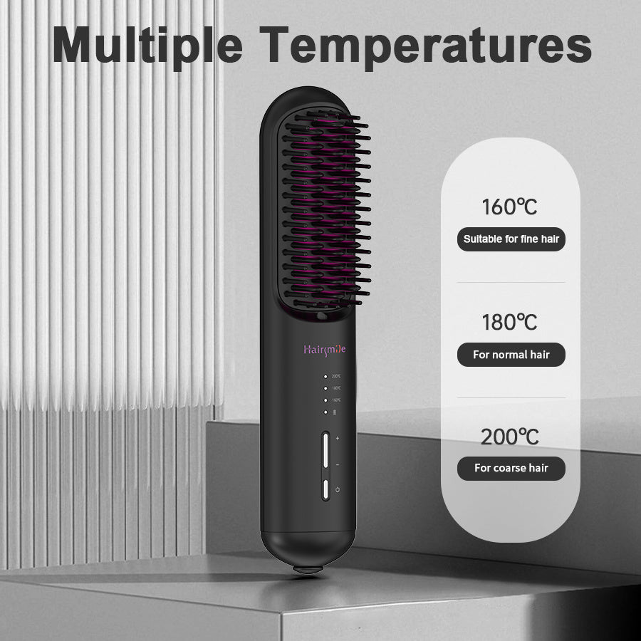 Portable USB Rechargeable Cordless Men Beard Hair Straightener Brush Mini Wireless 2 In 1 Woman Hair Straightener Comb - XMART