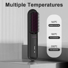 Portable USB Rechargeable Cordless Men Beard Hair Straightener Brush Mini Wireless 2 In 1 Woman Hair Straightener Comb - XMART