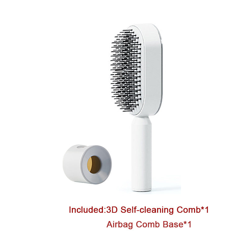 Self Cleaning Hair Brush For Women One-key Cleaning Hair Loss Airbag Massage Scalp Comb Anti-Static Hairbrush - XMART