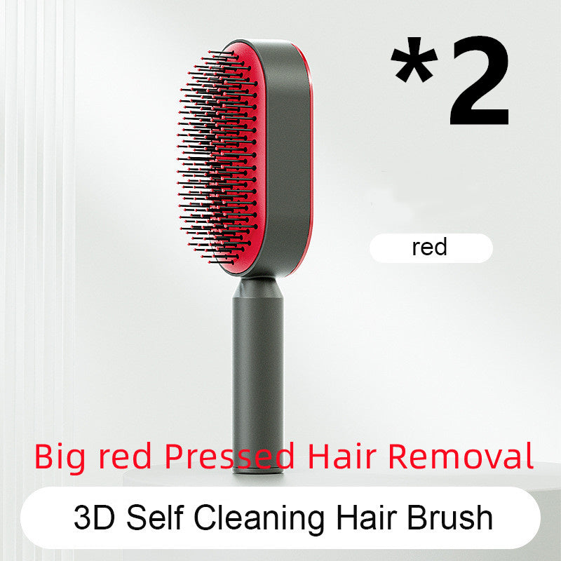 Self Cleaning Hair Brush For Women One-key Cleaning Hair Loss Airbag Massage Scalp Comb Anti-Static Hairbrush - XMART