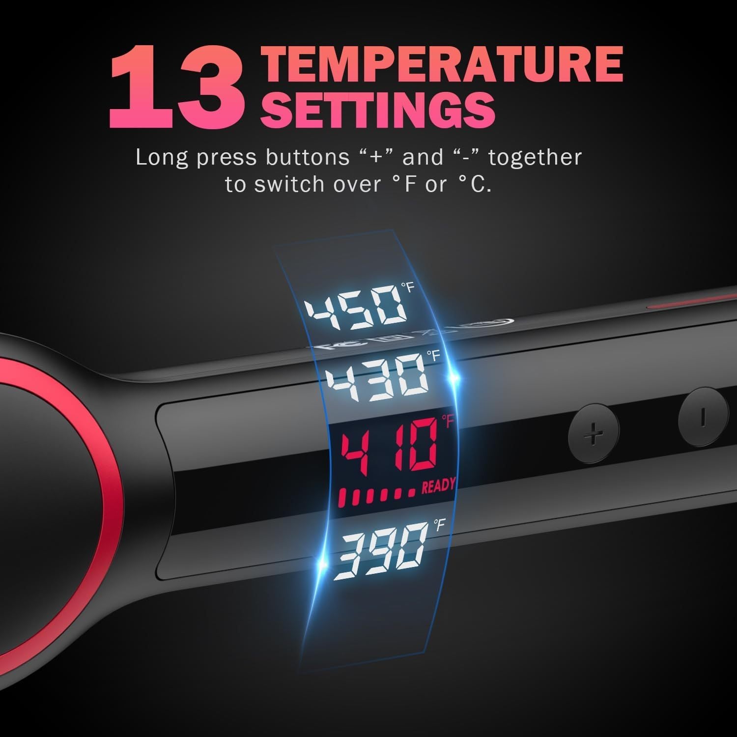 Hair Straightener Brush, One-Step Straightening Brush With 50M Negative Ions, 13 Temp Settings & LED Display, Dual Voltage, Straightening Comb With Anti-Scald Design, Gifts For Women Adjustable Comfor - XMART