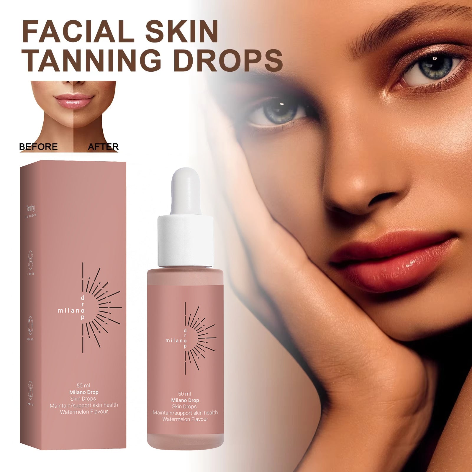 Tanning Face Serum Face Body Tanning Bed Outdoor Fine Line Repair Skin Serum Dark Bronzer Self Tanning Serum Drops - XMART