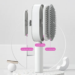 Self Cleaning Hair Brush For Women One-key Cleaning Hair Loss Airbag Massage Scalp Comb Anti-Static Hairbrush - XMART