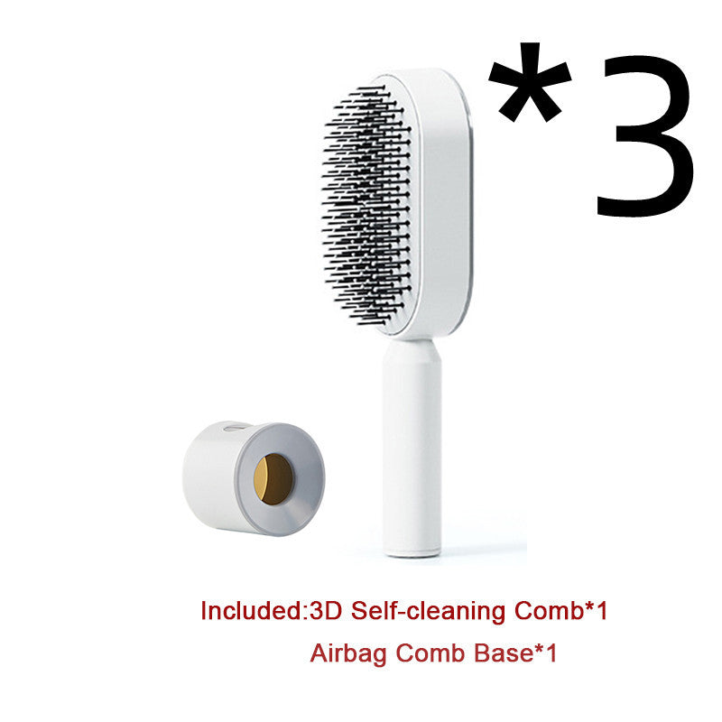 Self Cleaning Hair Brush For Women One-key Cleaning Hair Loss Airbag Massage Scalp Comb Anti-Static Hairbrush - XMART
