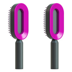 Self Cleaning Hair Brush For Women One-key Cleaning Hair Loss Airbag Massage Scalp Comb Anti-Static Hairbrush - XMART
