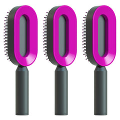 Self Cleaning Hair Brush For Women One-key Cleaning Hair Loss Airbag Massage Scalp Comb Anti-Static Hairbrush - XMART