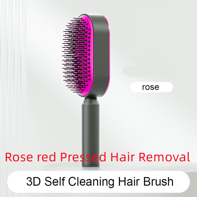 Self Cleaning Hair Brush For Women One-key Cleaning Hair Loss Airbag Massage Scalp Comb Anti-Static Hairbrush - XMART