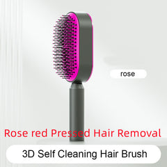 Self Cleaning Hair Brush For Women One-key Cleaning Hair Loss Airbag Massage Scalp Comb Anti-Static Hairbrush - XMART