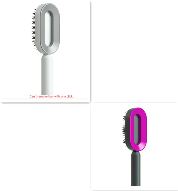 Self Cleaning Hair Brush For Women One-key Cleaning Hair Loss Airbag Massage Scalp Comb Anti-Static Hairbrush - XMART