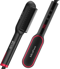 Hair Straightener Brush, One-Step Straightening Brush With 50M Negative Ions, 13 Temp Settings & LED Display, Dual Voltage, Straightening Comb With Anti-Scald Design, Gifts For Women Adjustable Comfor - XMART