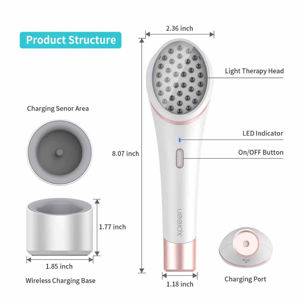 Acne Light Therapy Xpreen Wireless Rechargeable Light Acne Treatment Device Acne Clearing Eraser with Blue Light and Red Light - XMART
