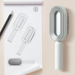 Self Cleaning Hair Brush For Women One-key Cleaning Hair Loss Airbag Massage Scalp Comb Anti-Static Hairbrush - XMART