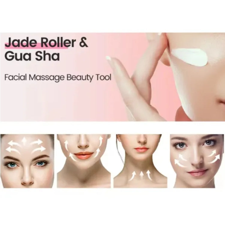 Gua Sha Board 2PCS Massage Stone For Facial Body Skincare Roller Scraping Massager Natural Resin Facial Lifting Scraper Neck Anti Wrinkle Massager Tool - XMART