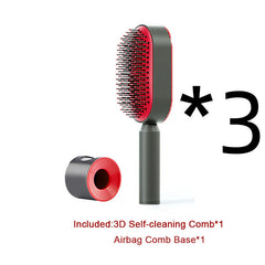 Self Cleaning Hair Brush For Women One-key Cleaning Hair Loss Airbag Massage Scalp Comb Anti-Static Hairbrush - XMART