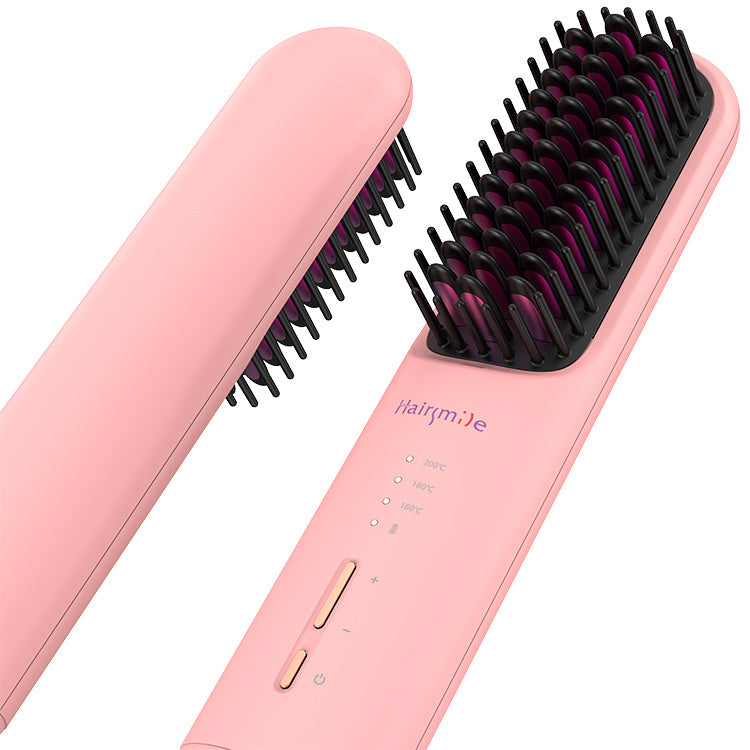 Portable USB Rechargeable Cordless Men Beard Hair Straightener Brush Mini Wireless 2 In 1 Woman Hair Straightener Comb - XMART