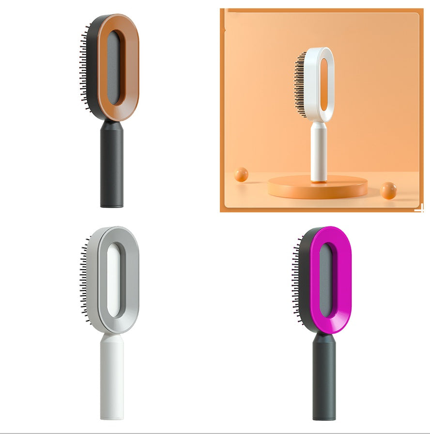 Self Cleaning Hair Brush For Women One-key Cleaning Hair Loss Airbag Massage Scalp Comb Anti-Static Hairbrush - XMART